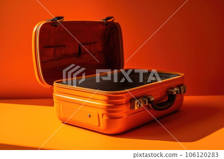 orange suitcase on orange background orange suitcase on orange background 106120283