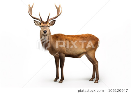 Image of rusa deer on white background. Wildlife Animals. Illustration, Generative AI. 106120947