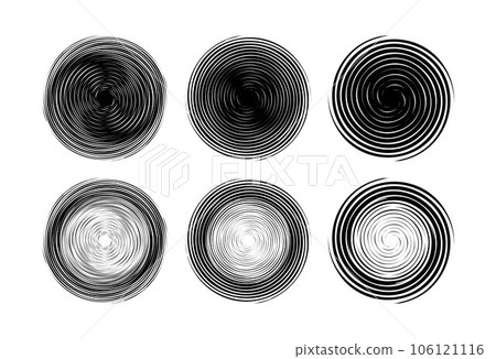 Set of abstract line sphere circle design vector. Detailed ring spiral graphic. 106121116