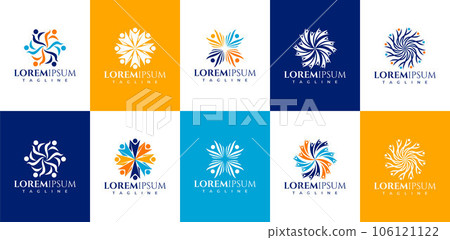 Modern abstract human crowd logo design....-插圖素材 [106121122] - PIXTA圖庫