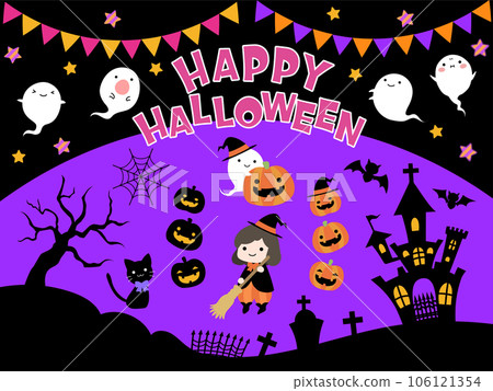 Cute Halloween illustration set 106121354