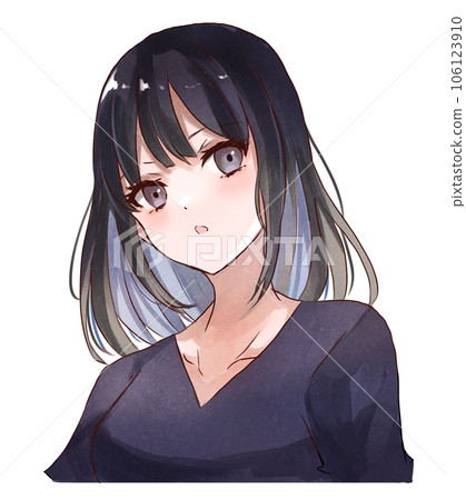 Girl with blue inner color in black hair 106123910