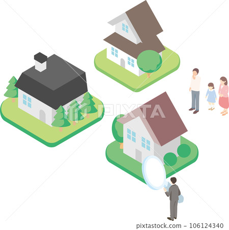 等距商務人士家庭房屋住房房地產插畫素材 106124340