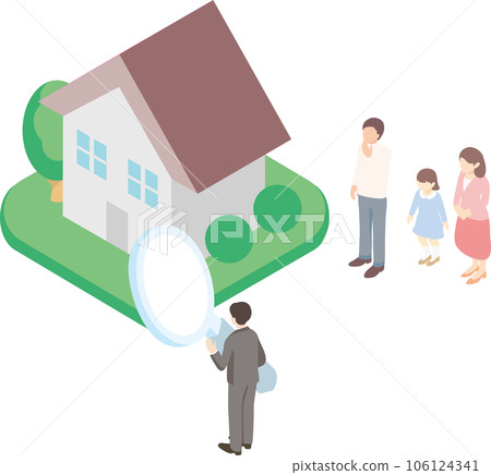 等距商務人士家庭房屋住房房地產插畫素材 106124341