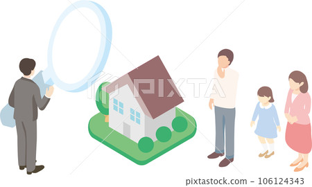 等距商務人士家庭房屋住房房地產插畫素材 等距商務人士家庭房屋住房房地產插畫素材 106124343
