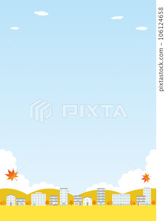 秋葉和城市風景插圖_vertical_2 106124658