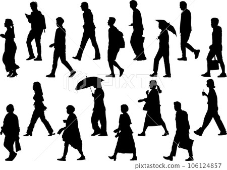 Silhouette set of people walking in the city 106124857