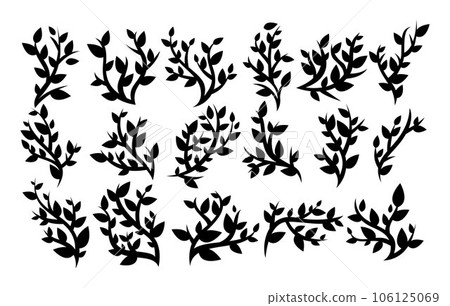 Set of natural eco leaf design template. Silhouette of organic plant logo vector. Set of natural eco leaf design template. Silhouette of organic plant logo vector. 106125069