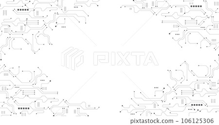 Black circuit diagram on white background. 106125306