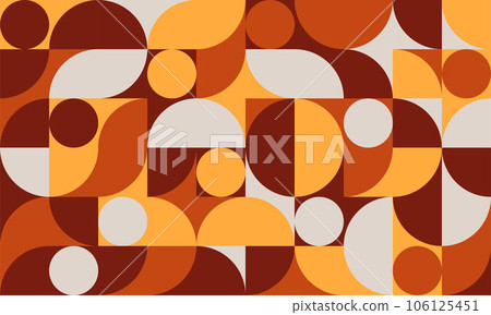 Minimalist round abstract memphis background. Modern colorful circle wallpaper. 106125451