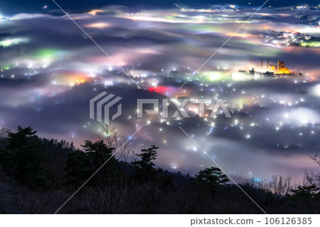 "Saitama Prefecture" Chichibu's sea of clouds night view, fantastic scenery "Saitama Prefecture" Chichibu's sea of clouds night view, fantastic scenery 106126385