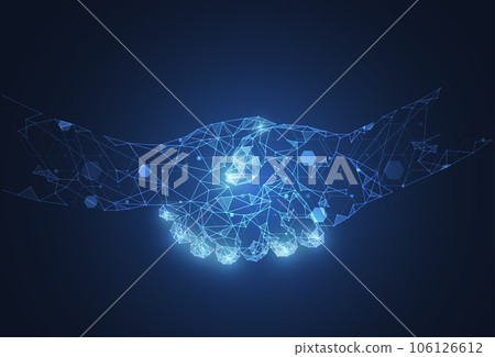 Business concept handshake. Abstract mesh and points and lines technology connection on white background. Vector illustration Business concept handshake. Abstract mesh and points and lines technology connection on white background. Vector illustration 106126612