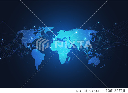 Global network connection. World map point and line composition concept of global business. Vector Illustration Global network connection. World map point and line composition concept of global business. Vector Illustration 106126716