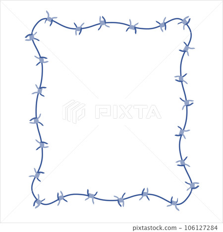 Sharp barbed wire fence barrier frame illustration 106127284