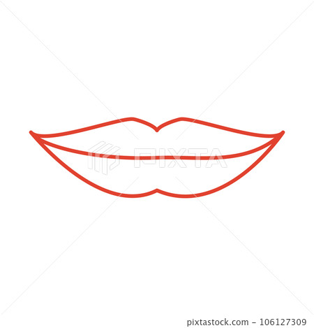 Smiling sexi plump lips with red lipstick icon Smiling sexi plump lips with red lipstick icon 106127309