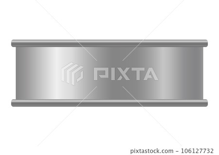Metallic tin can for food. Front view. Vector realistic mockup of blank cylinder, aluminum container, round steel pack isolated on white background 106127732