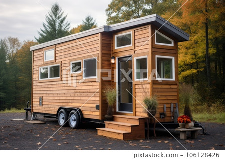exterior shot of tiny house on wheels 106128426