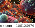 Virus and bacteria close-up. Generative AI technology. 106128979
