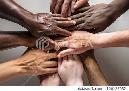 People hold their hands together. Generative AI technology. People hold their hands together. Generative AI technology. 106128982