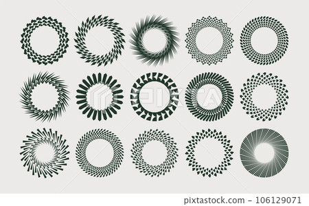 Set of modern line abstract circle border logo. Geometry line round banner logo. 106129071