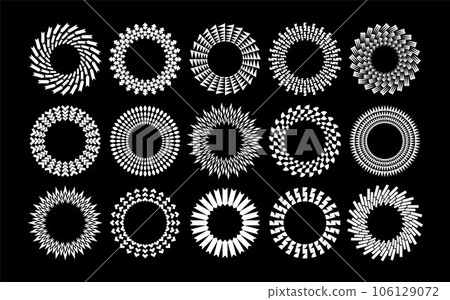 Set of line abstract circle frame logo design. Digital line circle border emblem. Set of line abstract circle frame logo design. Digital line circle border emblem. 106129072