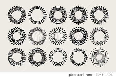 Bundle of line abstract circle border logo design. Modern geometric circle stamp. 106129080