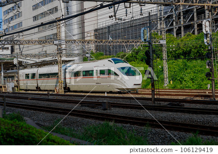 浪漫汽車流行車奔跑在鮮綠中 浪漫汽車流行車奔跑在鮮綠中 106129419