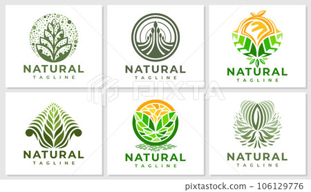Luxury herbal nature plant logo design set. Elegance organic leaf vegan logo. Luxury herbal nature plant logo design set. Elegance organic leaf vegan logo. 106129776