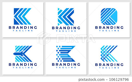 Modern digital line letter K logo design set.... - Stock Illustration ...