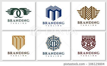 Set of geometric line company letter M logo design. Luxury initial M logo brand. Set of geometric line company letter M logo design. Luxury initial M logo brand. 106129804