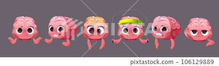 Brain emoticon character cute cartoon vector icon Brain emoticon character cute cartoon vector icon 106129889