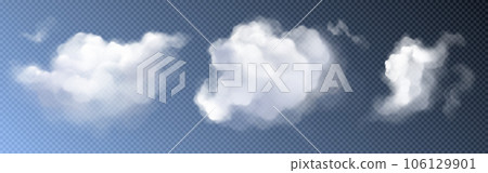 White fluffy cloud smoke in sky transparent set White fluffy cloud smoke in sky transparent set 106129901