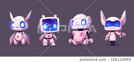 Cute ai robot evolution mascot cartoon vector set Cute ai robot evolution mascot cartoon vector set 106129949