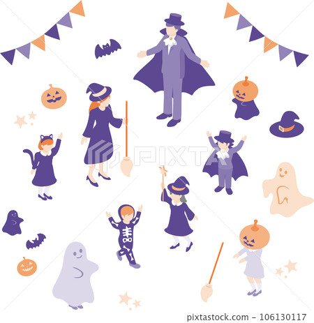等距人家庭萬聖節活動服裝可愛簡單插畫素材集 等距人家庭萬聖節活動服裝可愛簡單插畫素材集 106130117