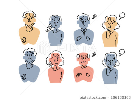 Worried person's facial expression illustration set Worried person's facial expression illustration set 106130363