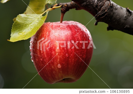 close-up of a ripe apple on a tree branch 106130895