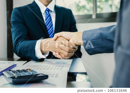 hands shake after business office executives are interviewing job applicants in the meeting room hands shake after business office executives are interviewing job applicants in the meeting room 106131646