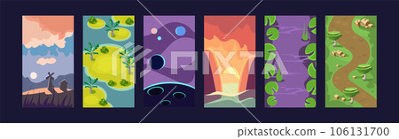 Mobile Game Vertical Backgrounds and Scenery Vector Set 106131700