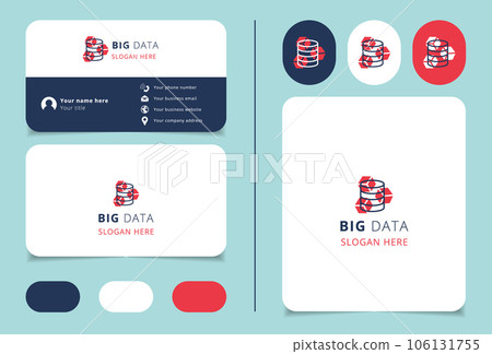 Big data logo design with editable slogan. Branding book and business card template. 106131755