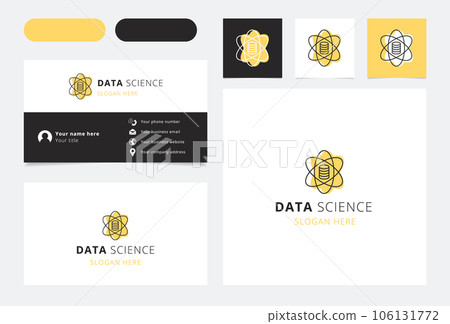 Data science logo design with editable slogan. Branding book and business card template. Data science logo design with editable slogan. Branding book and business card template. 106131772