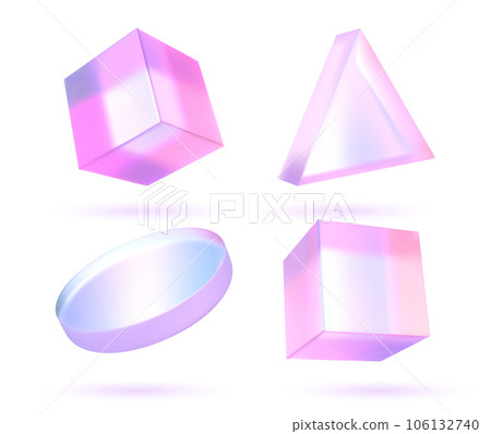 Vector set glass cube. 106132740