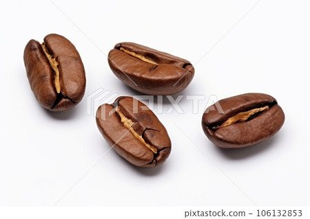 Roasted Coffee beans heap or pile close up, isolated on white background 106132853