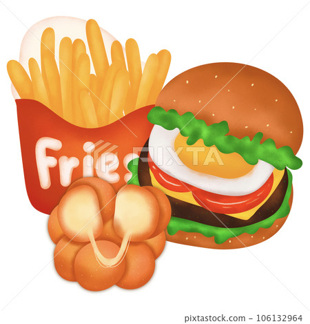 big tasty burger with flying ingredients 106132964
