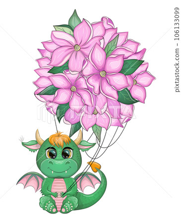 2024 New Year's card template with dragon and flowers 2024 New Year's card template with dragon and flowers 106133099