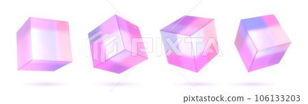 Vector set glass cube. 106133203