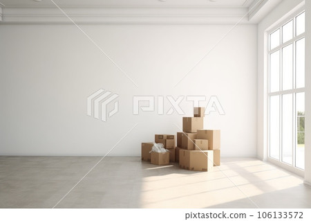 Belongings and things delivered to a new apartment. 106133572