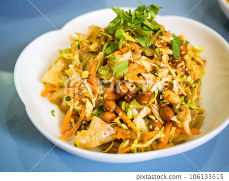 Spicy Sour Pork Skin with shredded cabbage. Spicy Sour Pork Skin with shredded cabbage. 106133615
