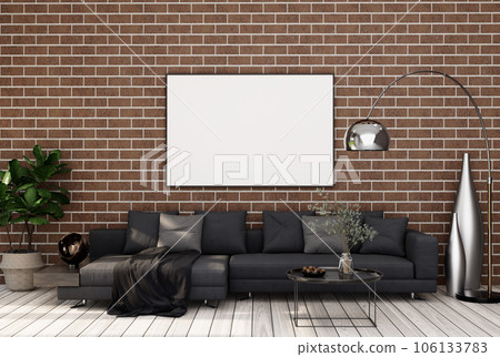 mock up poster frame in modern interior fully furnished rooms background, living room, mock up poster frame in modern interior fully furnished rooms background, living room, 106133783