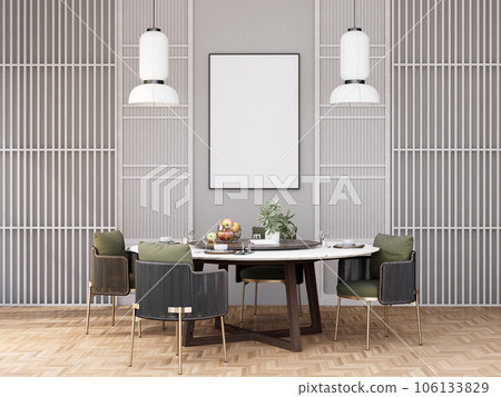 mock up poster frame in modern interior fully furnished rooms background, Cafe, Dining room, 106133829