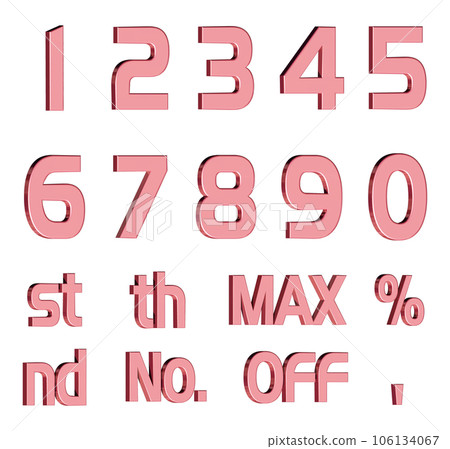 3D Font Pack 6 [Number/three-dimensional characters/numbers] red, red 106134067